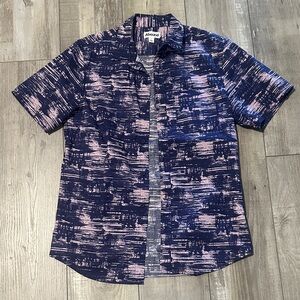 Abound Men's Casual Navy and Pink Button Down Shirt